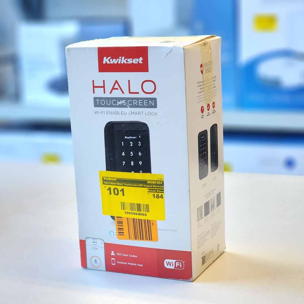 HALO Matte Black Touchscreen WiFi Keypad Electronic Single-Cylinder Smart Lock Deadbolt (99390-004) HALO Matte Black Touchscreen WiFi Keypad Electronic Single-Cylinder Smart Lock Deadbolt (99390-004)